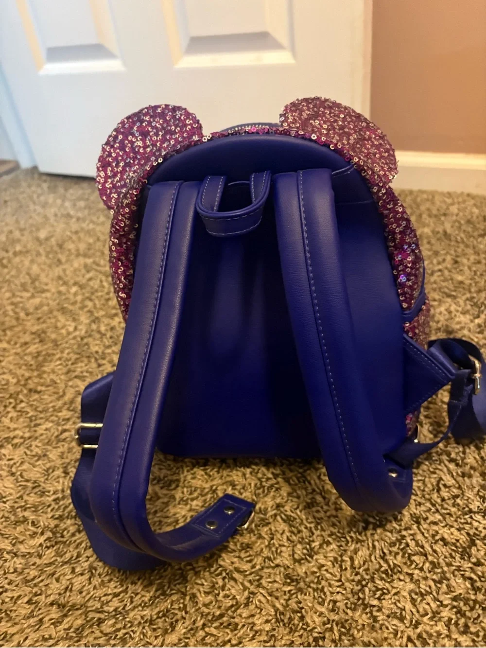 Limited Edition EpCot France Pavillion Loungefly Purple Sequin Mini Backpack